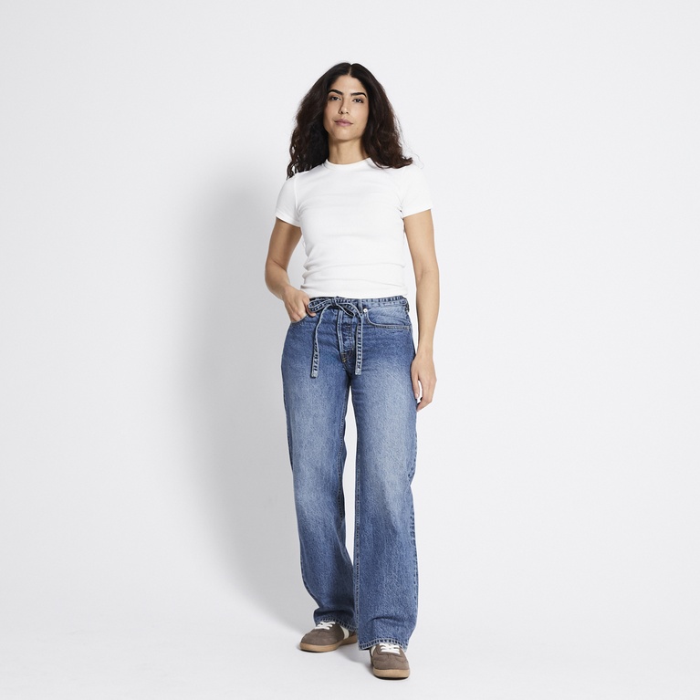 Mid waist wide jeans "Looser"" Blue Used